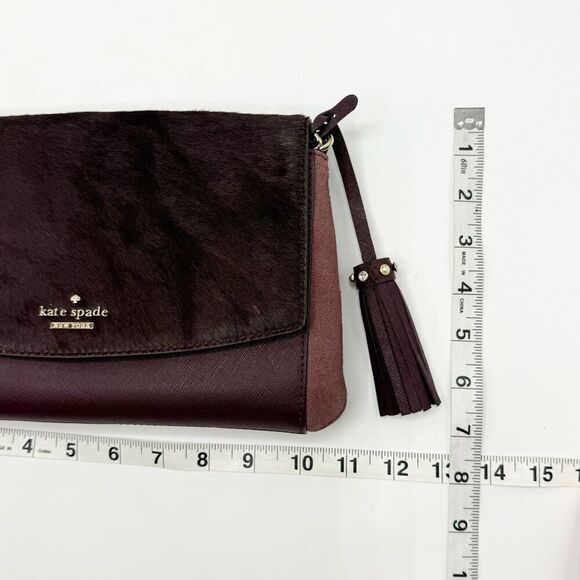 Kate Spade Laurel Way Haircalf Deep Plum Leather Shoulder Crossbody Bag NWOT - Picture 11 of 11
